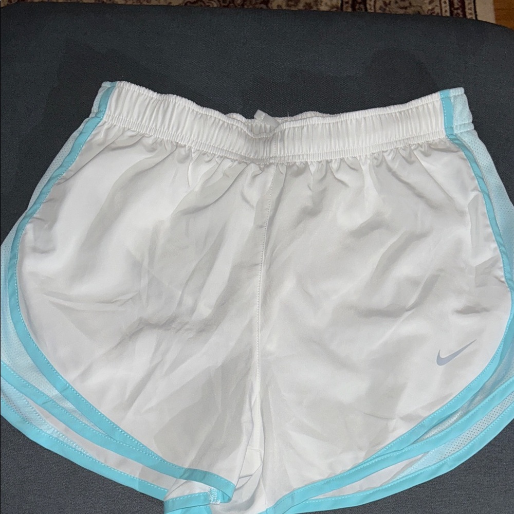 NWOT Nike Women's White and Light Blue Athletic Shorts